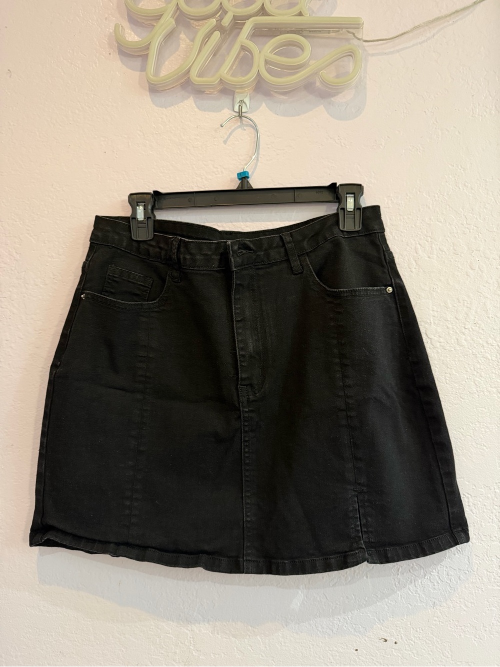Cider Classic Black Denim A-Line Skirt